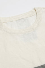Weißes und schwarzes Strick-T-Shirt mit Farbblockmuster für Herren