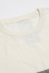 Weißes und schwarzes Strick-T-Shirt mit Farbblockmuster für Herren