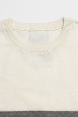 Weißes und schwarzes Strick-T-Shirt mit Farbblockmuster für Herren