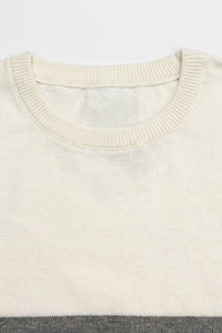 Weißes und schwarzes Strick-T-Shirt mit Farbblockmuster für Herren