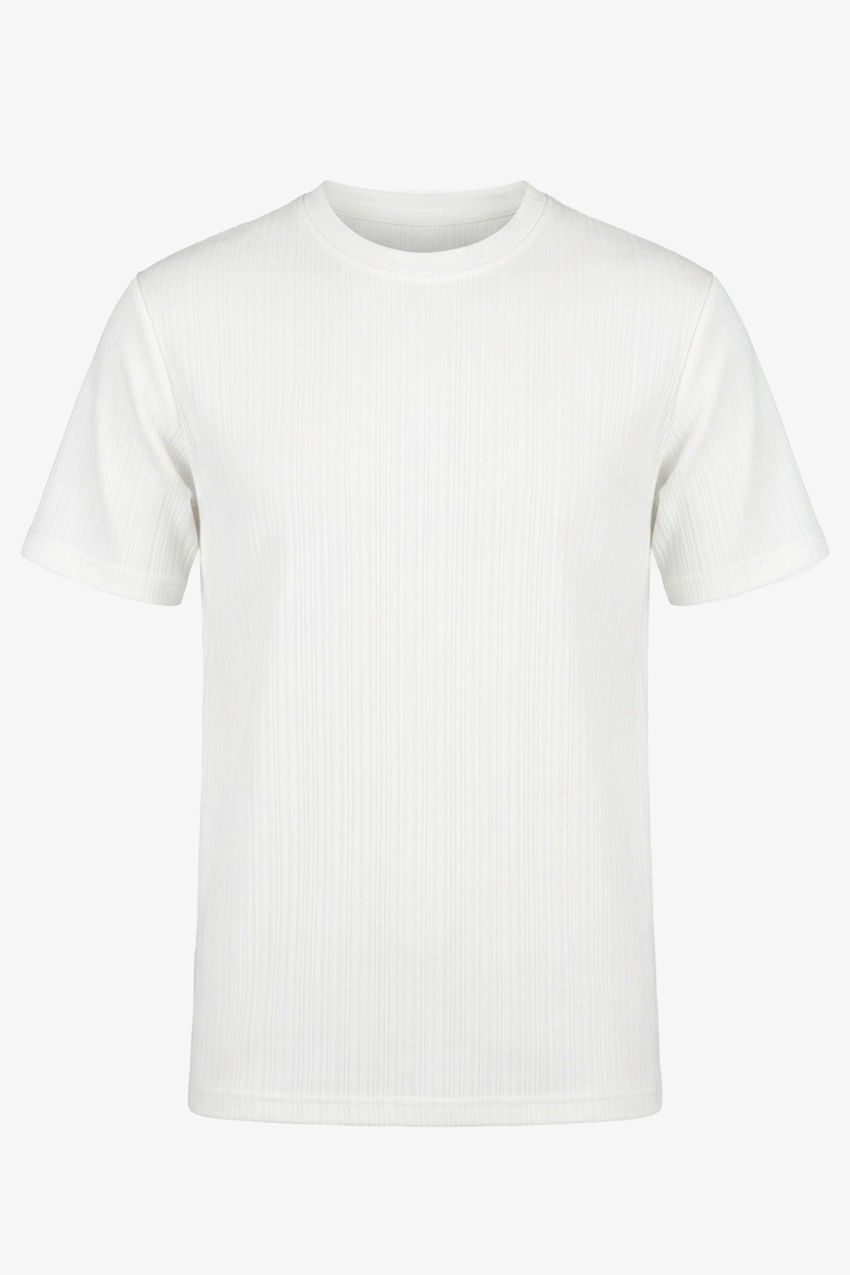 Klassisches weißes Rippstrick-T-Shirt für Herren