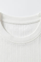 Klassisches weißes Rippstrick-T-Shirt für Herren