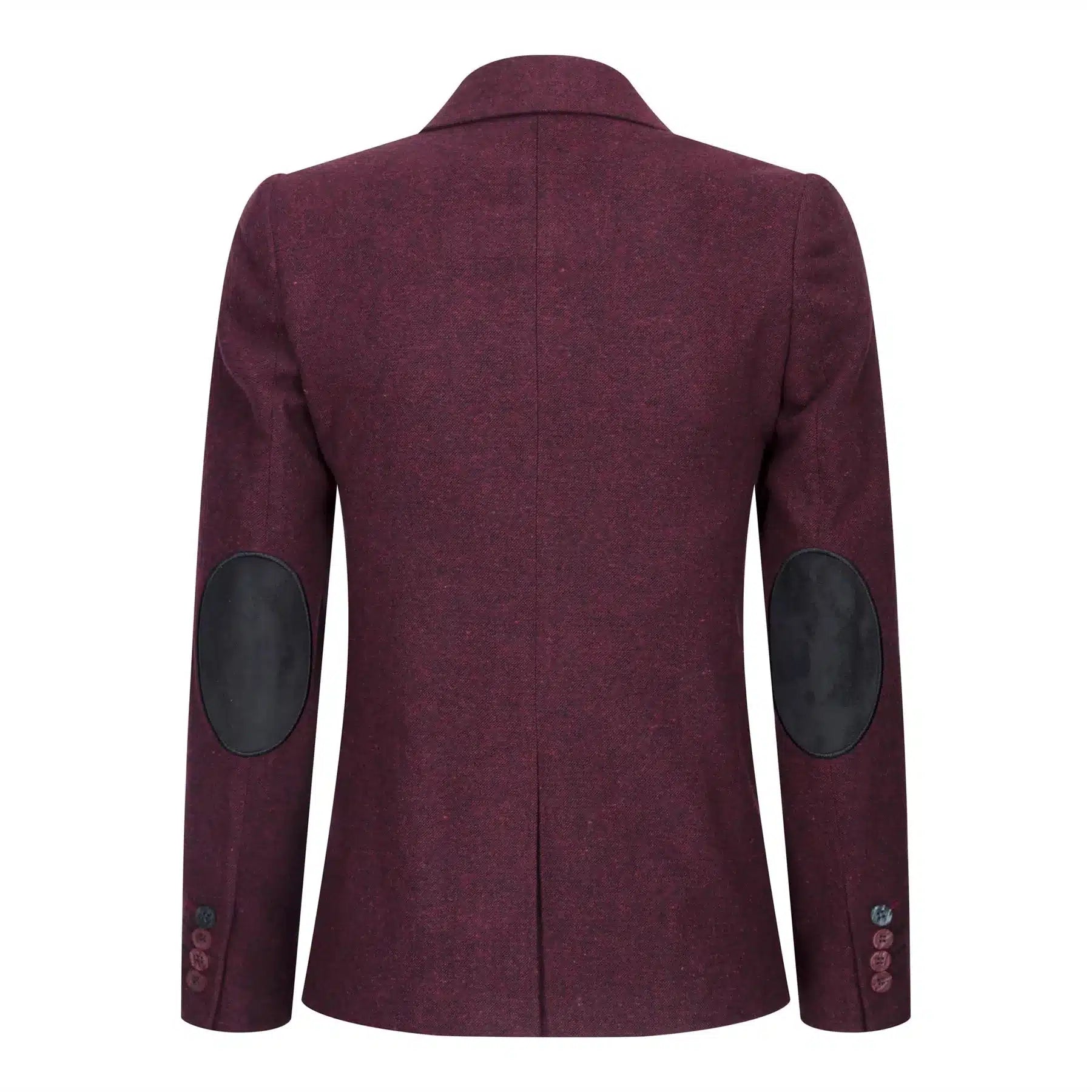 Womens Blazer Suit Wool Tweed Elbow Patch 1920s Vintage Classic Burgundy