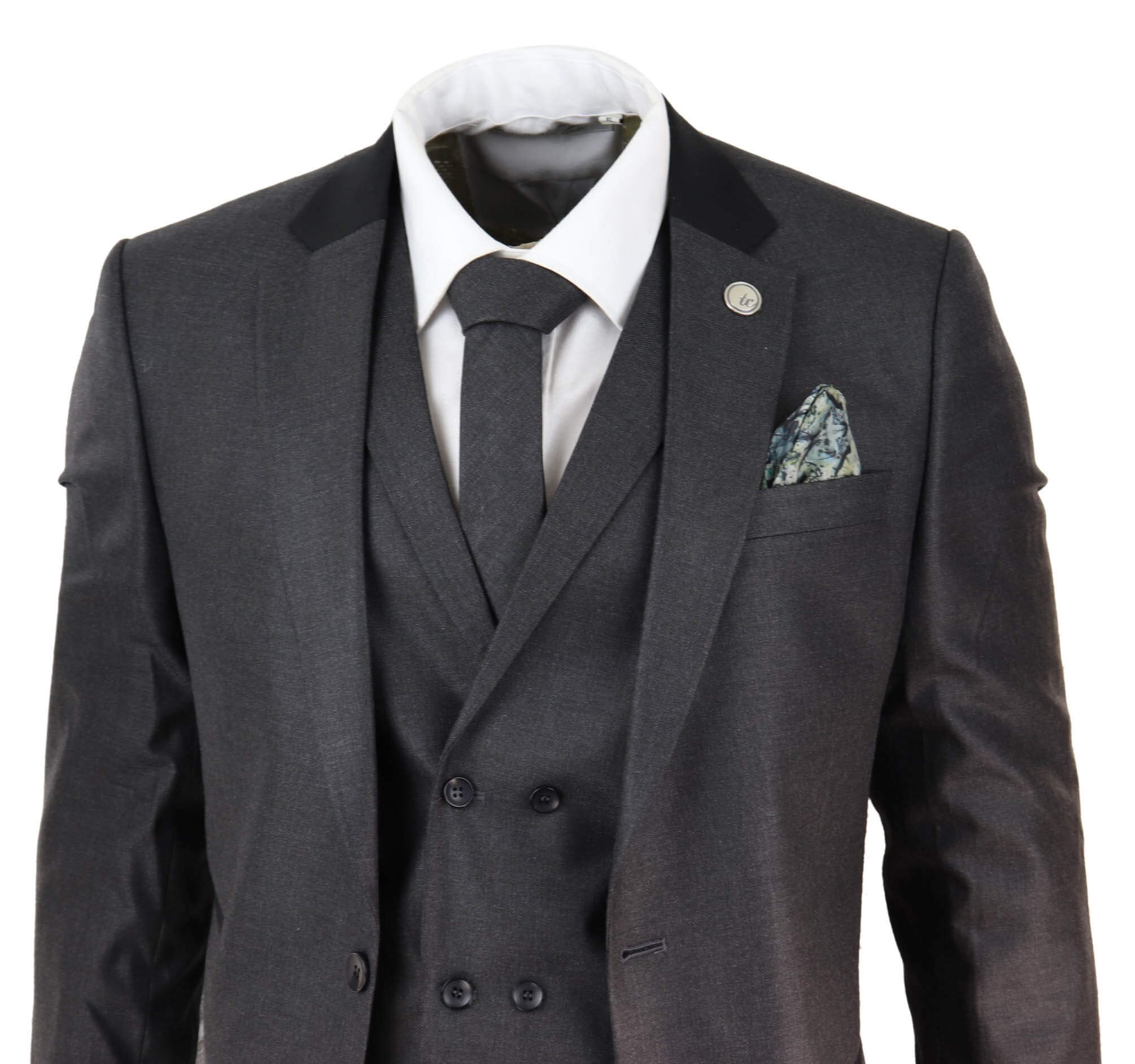 Mens 3 Piece Charcoal Grey Suit