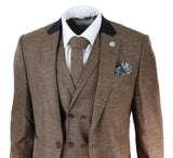 Mens 3 Piece Brown Tailored Fit Suit