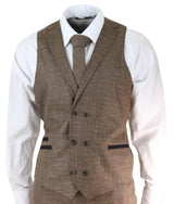 Mens 3 Piece Brown Tailored Fit Suit