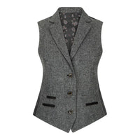 Women Grey Tweed Herringbone waistcoat 1920's Peaky Tailored Fit Vintage Retro