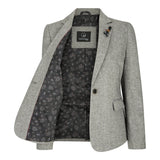 wsn03 - Grauer Tweed-Blazer für Damen, Elow Patch Peaky 1920er Jahre
