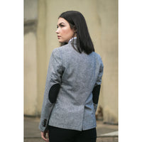 wsn03 - Grauer Tweed-Blazer für Damen, Elow Patch Peaky 1920er Jahre