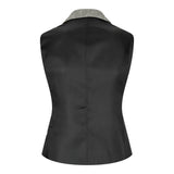 wsn03 - Damen-Tweed-Blazer-Weste in Grau mit aufgesetztem Saum im Stil der 1920er Jahre