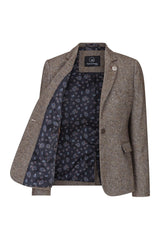 Womens Blazer  1920s Vintage Blinders Tan Brown Herringbone Tailored Fit