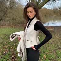 WSN15 - Damenweste aus cremefarbenem Wollmischgewebe und Tweed