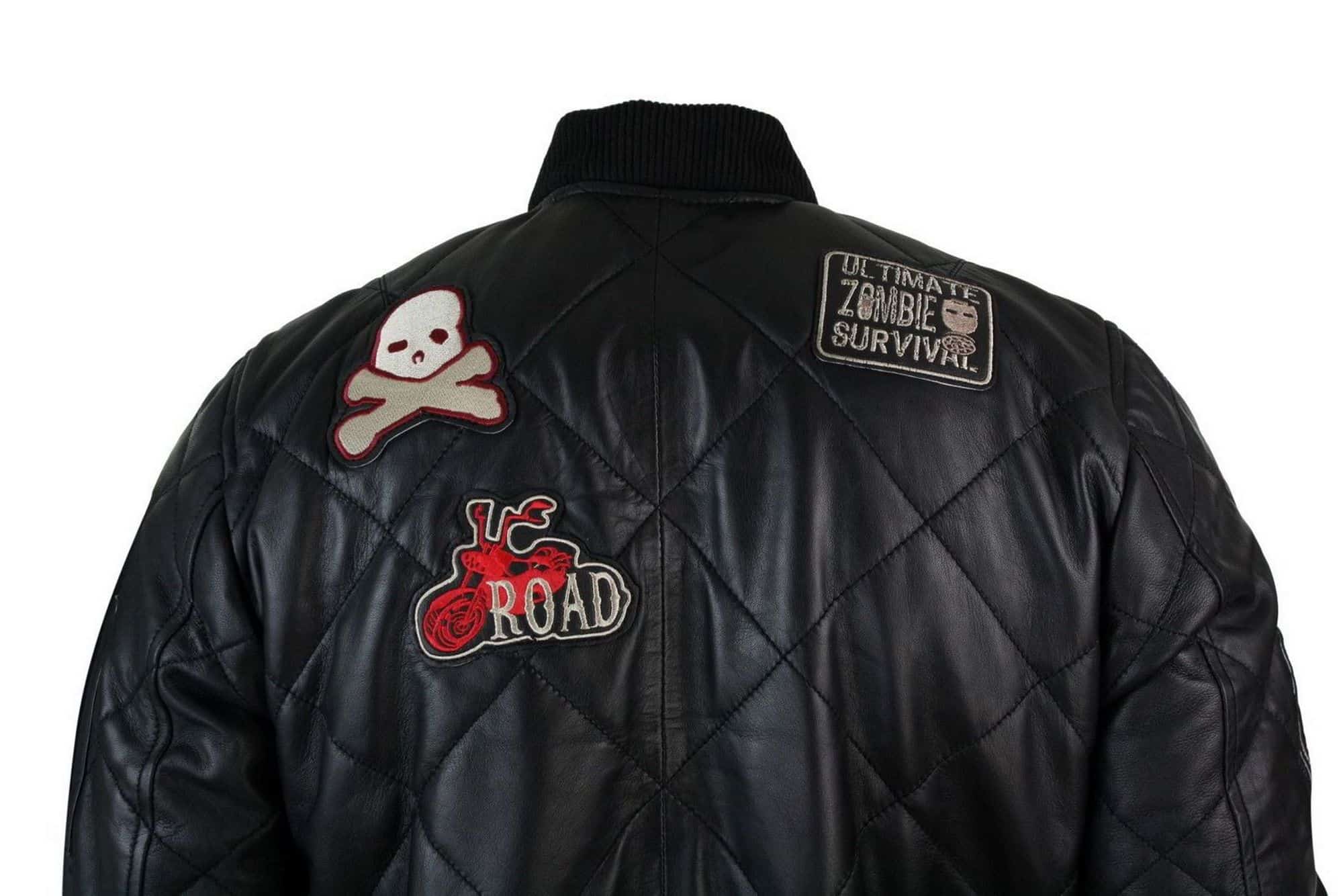 Mens Real Lether Quilted Puffer Varsity Baseball Bomber Letterman Jacket Badge